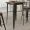 Merrick Lane Modern 23.5" Square Metal Table with Rustic Wood Top for Indoor Use